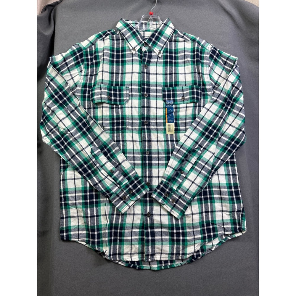 Faded‎ Glory Mens Green Plaid Flannel Button Down Shirt M 38-40 FM46Y020